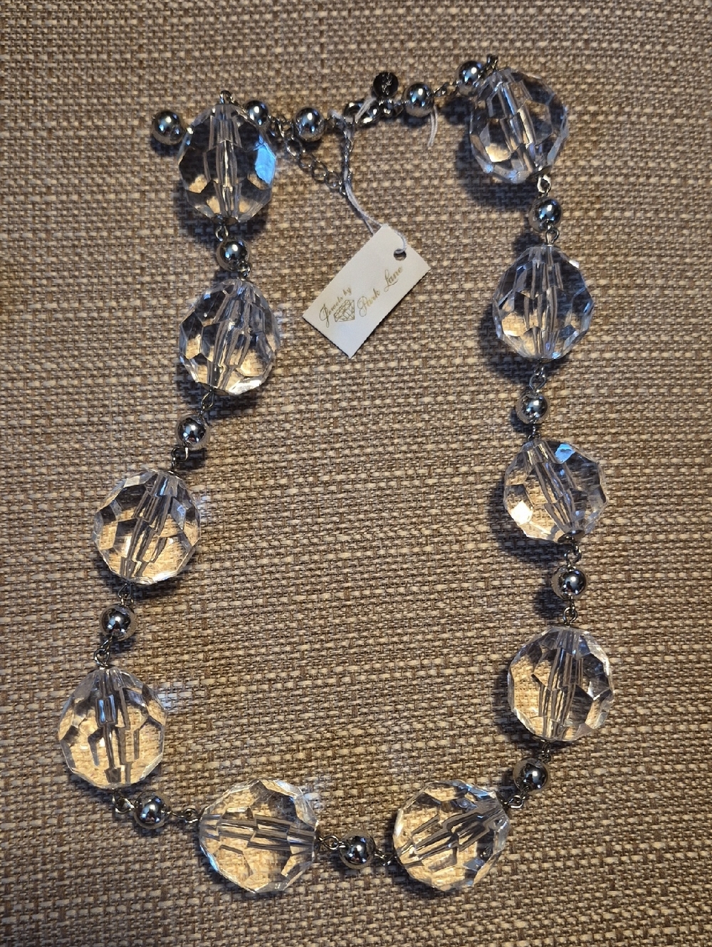 Park Lane Faceted Crystal Bead Necklace - Clear/Silver